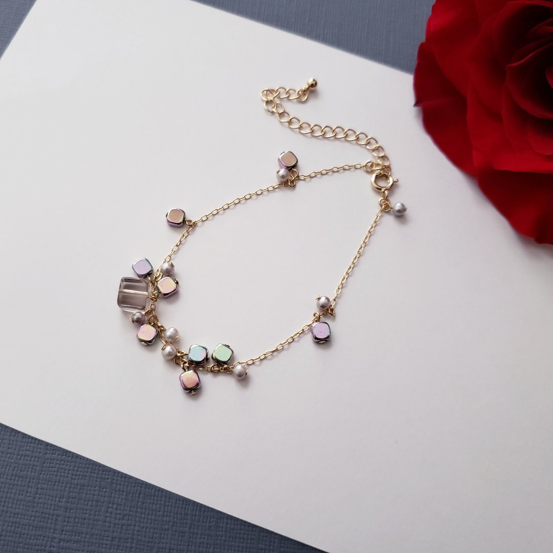 hematine and smoky quartz bracelet - 手链/手环 - 半宝石 银色