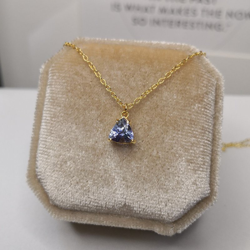 丹泉石 坦桑石 高品质无烧 多色光泽 质感锁骨链 轻珠宝 - 项链 - 纯银 紫色