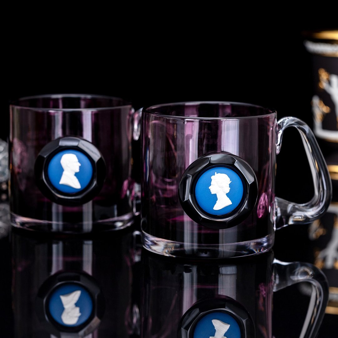 皇家限量Wedgwood英国女王银禧1977纪念对杯 紫红水晶情侣玻璃杯 - 其他杯子 - 玻璃 