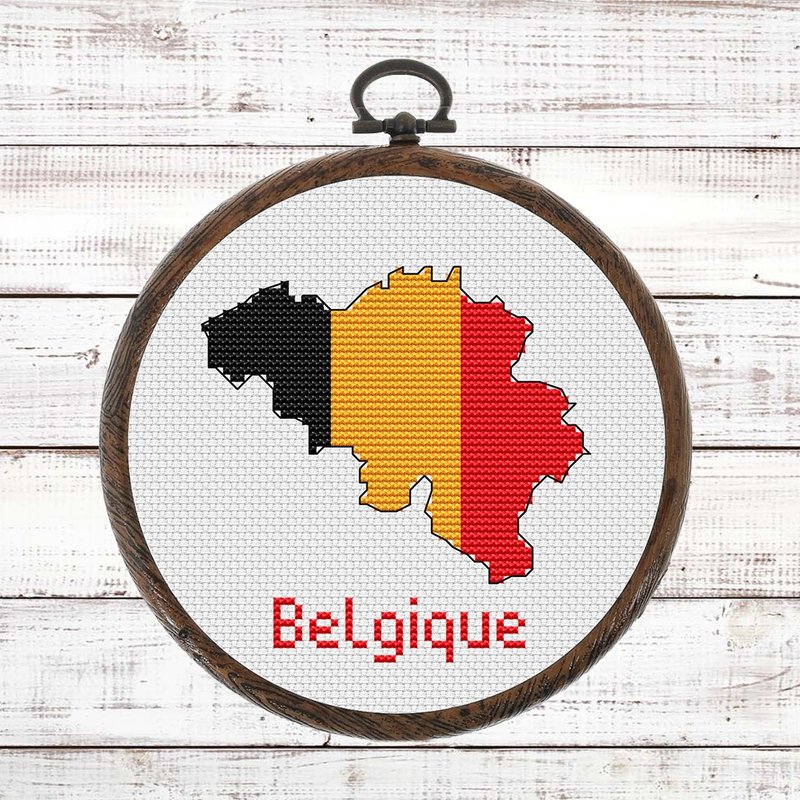比利时地图十字绣图案现代，比利时国旗简易 Xstitch 图表 - 手工艺教程/工具书 - 其他材质 