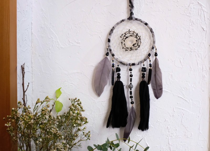 暗黑捕梦网挂饰 -  黑曜石 - 摆饰 - 棉．麻 黑色