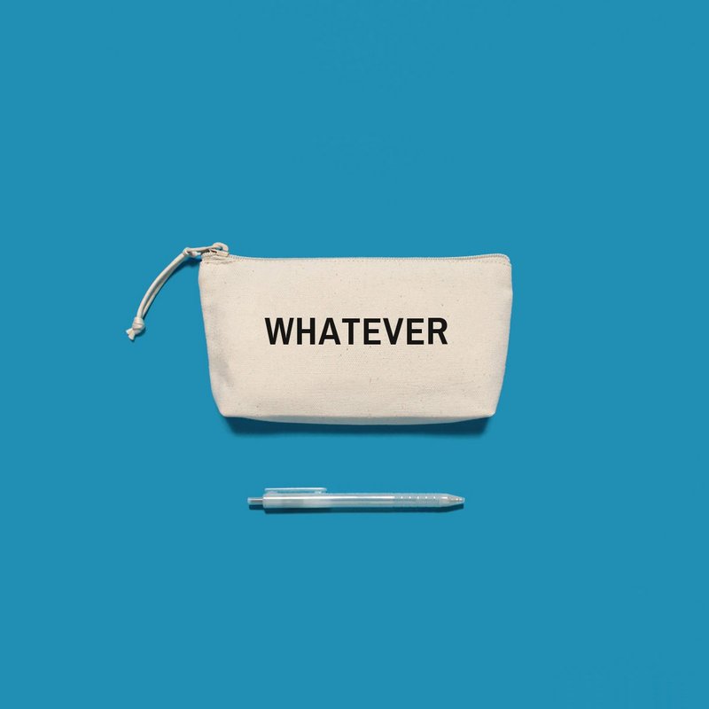 定制文  英法日韩8字体 自己设计 有底 化妆包 中 (T-M) - 化妆包/杂物包 - 棉．麻 白色