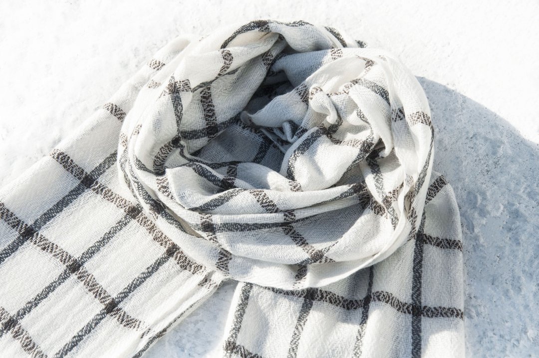 喀什米尔Cashmere/针织围巾/纯羊毛围巾/羊毛披巾-北欧灰色地带 - 围巾/披肩 - 羊毛 多色
