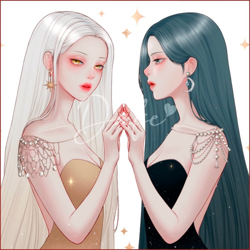 宇宙少女-太阳和月亮 - 贴纸 - 纸 多色