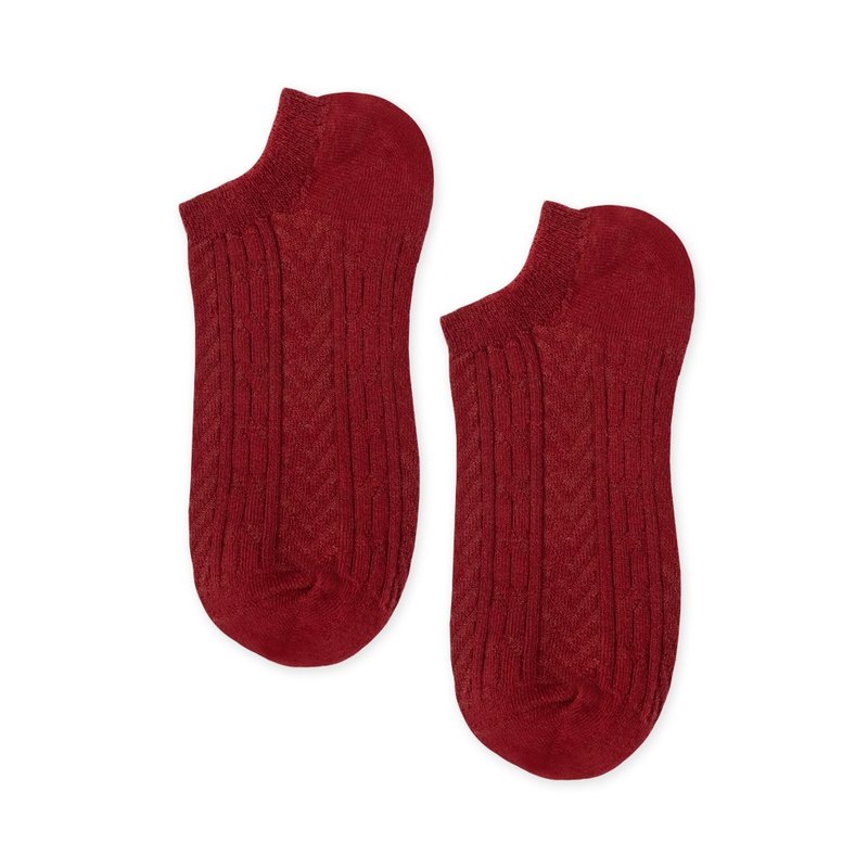 in Pairs | 小浪漫船型袜-酒红 - 袜子 - 棉．麻 红色
