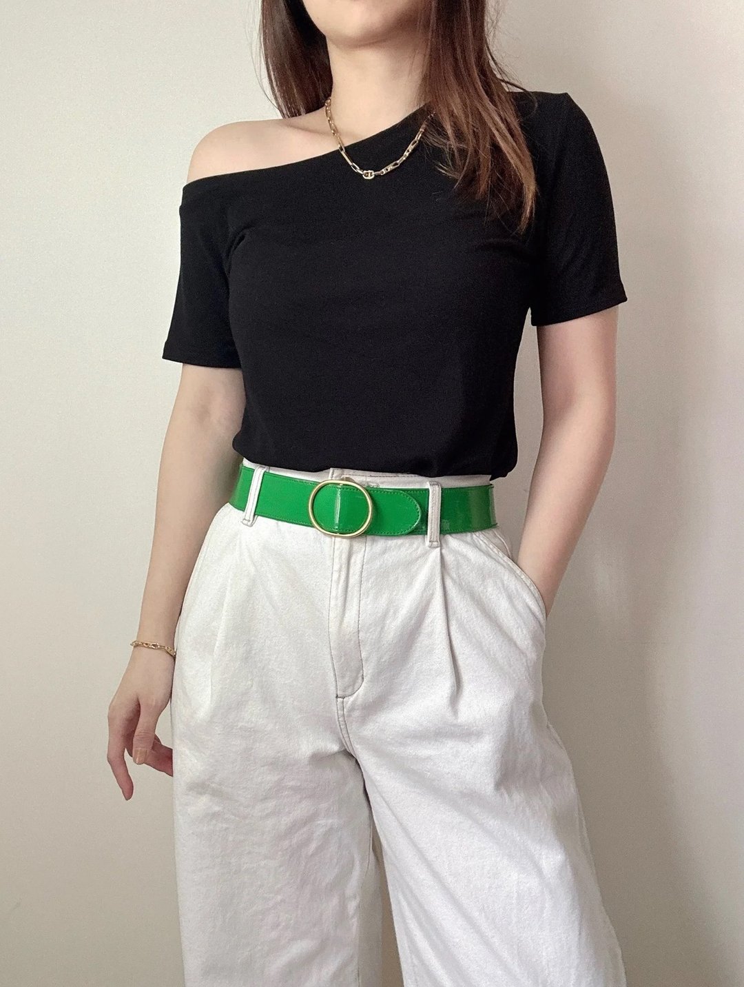 中古正品 Celine 席琳 漆皮真皮 糖果色腰带 意大利制 70cm - 皮带/腰带 - 真皮 绿色