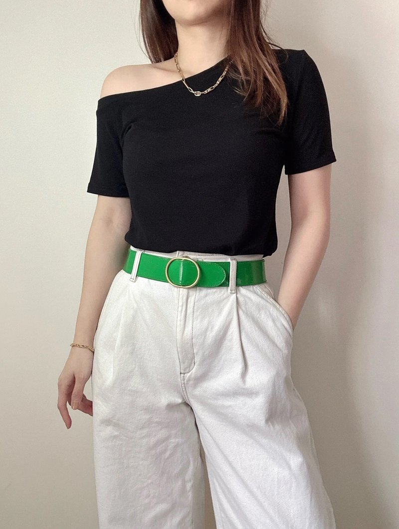 中古正品 Celine 席琳 漆皮真皮 糖果色腰带 意大利制 70cm - 皮带/腰带 - 真皮 绿色