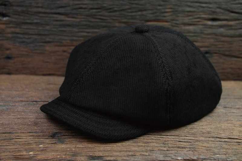 Corduroy News Boy Cap 黑色灯心绒报童帽 - 帽子 - 棉．麻 黑色