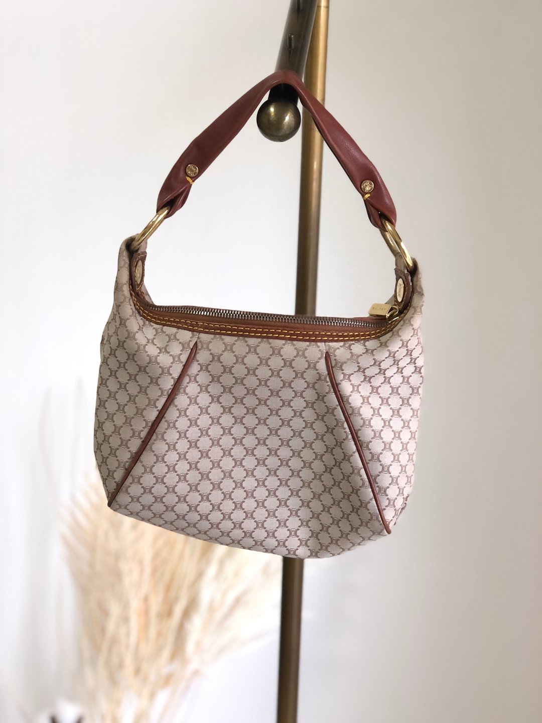 【日本直送，名牌二手包装】CELINE Macadam 肩背包 米色帆布 Hobo Vintage Vintage jw2bsj - 侧背包/斜挎包 - 真皮 咖啡色