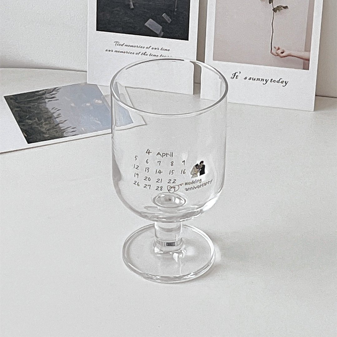 带有周年纪念日历的记忆高脚杯 - 280ml - 花瓶/陶器 - 玻璃 透明