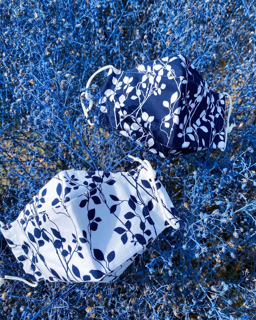 Winter Leaf Facemask - handmade 4 layers 100% double yarn cotton - 口罩 - 棉 