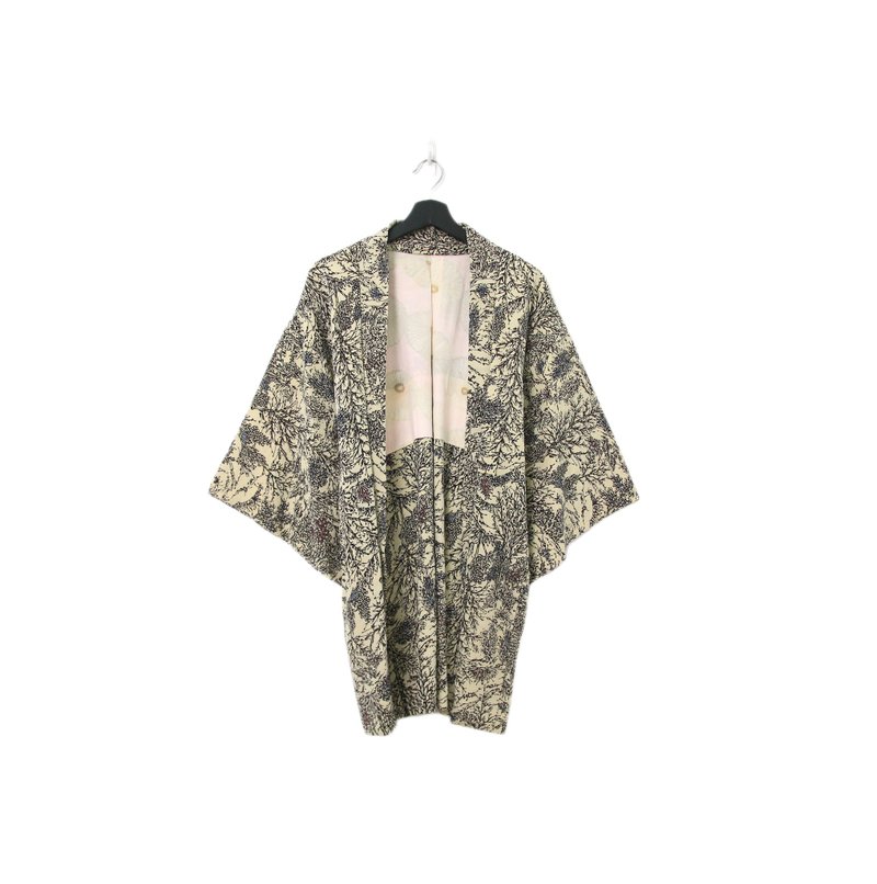 Back to Green-日本带回羽织 枝叶果实 kb-83/vintage kimono - 女装休闲/机能外套 - 丝．绢 
