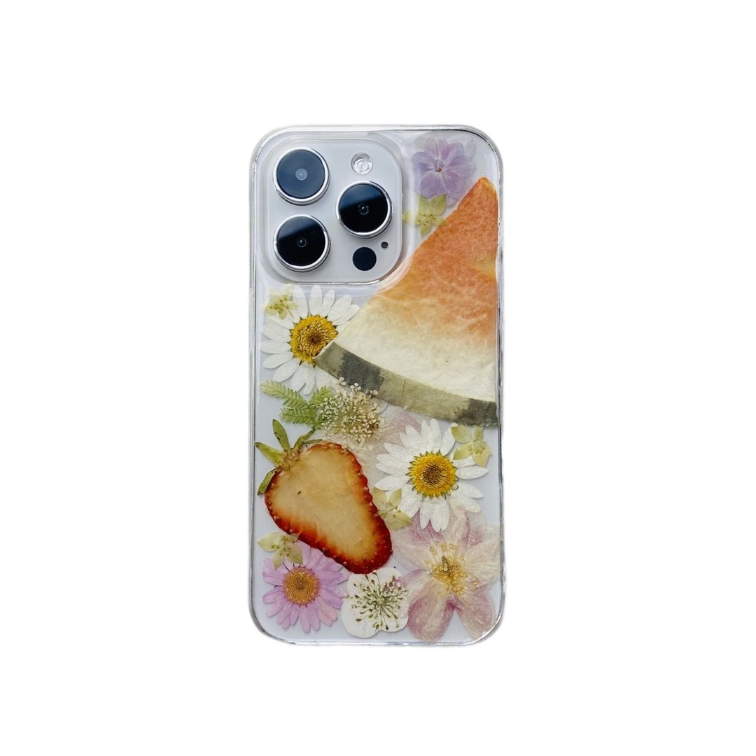 草莓西瓜手作押花水果手机壳适用于iPhone 16 Pro Max SamsungS25 - 手机壳/手机套 - 植物．花 
