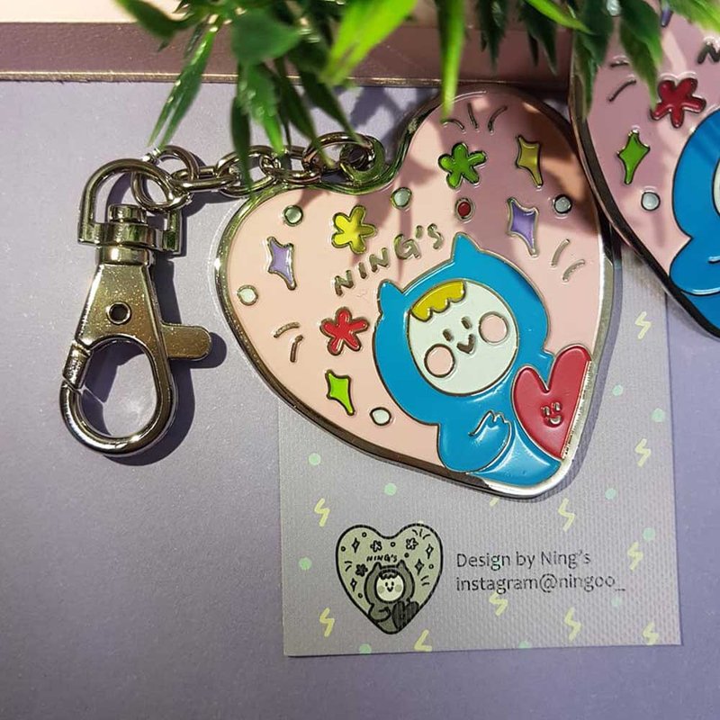 Ning's-铜压烤漆钥匙圈 梦幻爱心款 - 钥匙链/钥匙包 - 铜/黄铜 