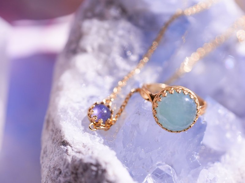 March Birthstone set - 戒指 - 半宝石 蓝色