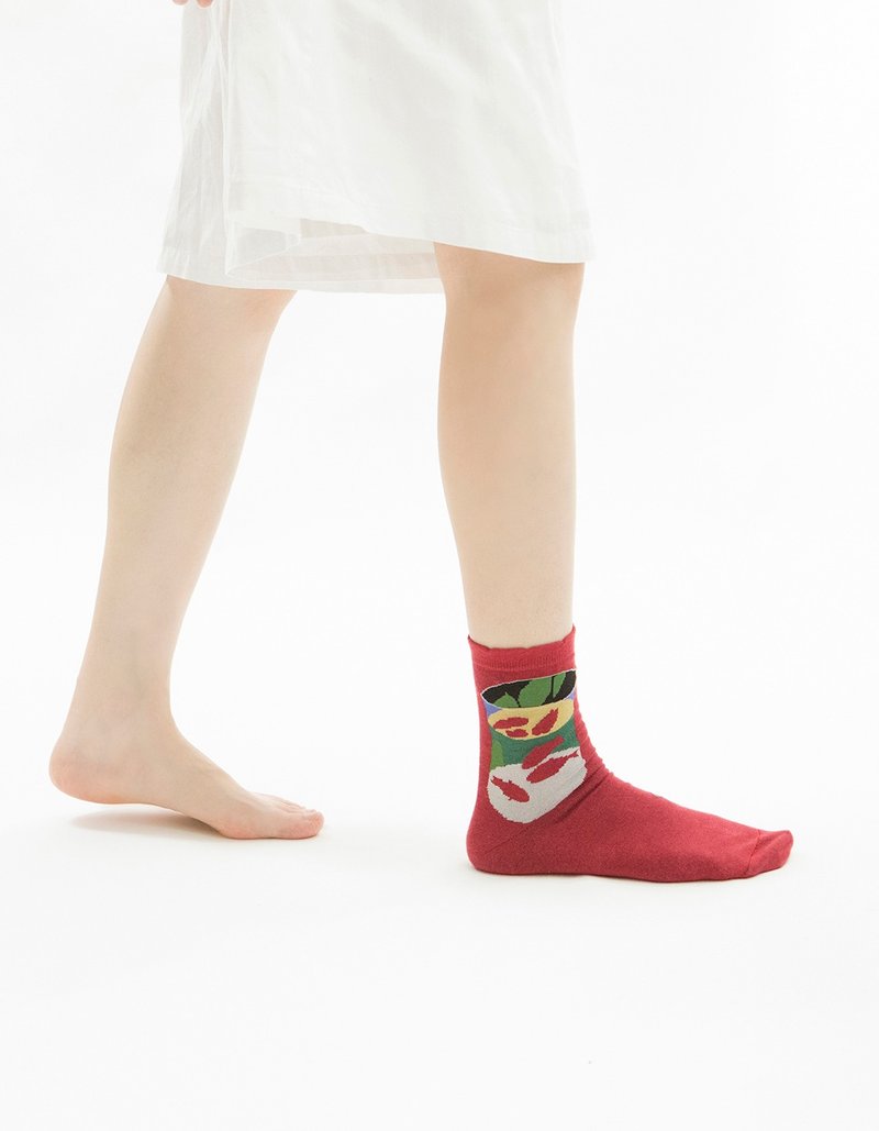 亨利・马谛斯3 / 4袜 - 袜子 - 棉．麻 红色