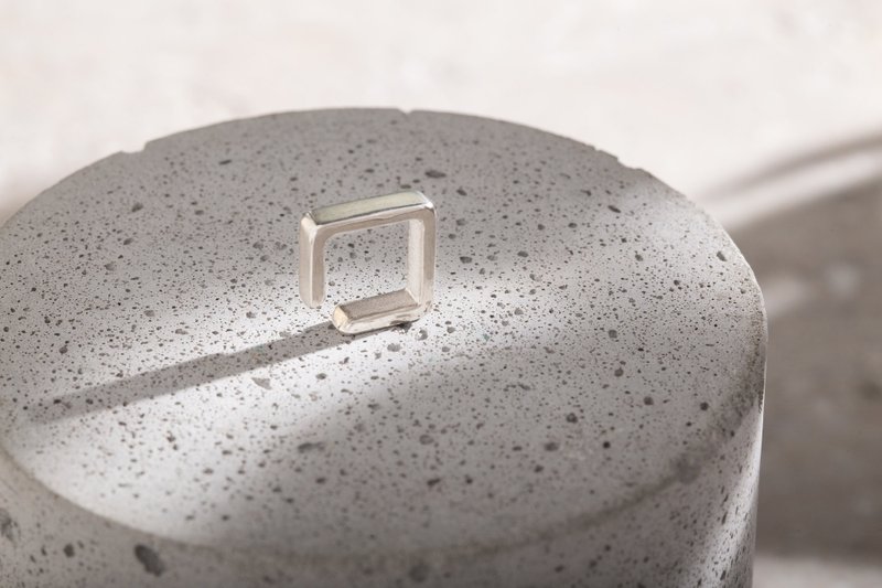 方框耳扣 Frame EarCuff - 耳环/耳夹 - 纯银 银色