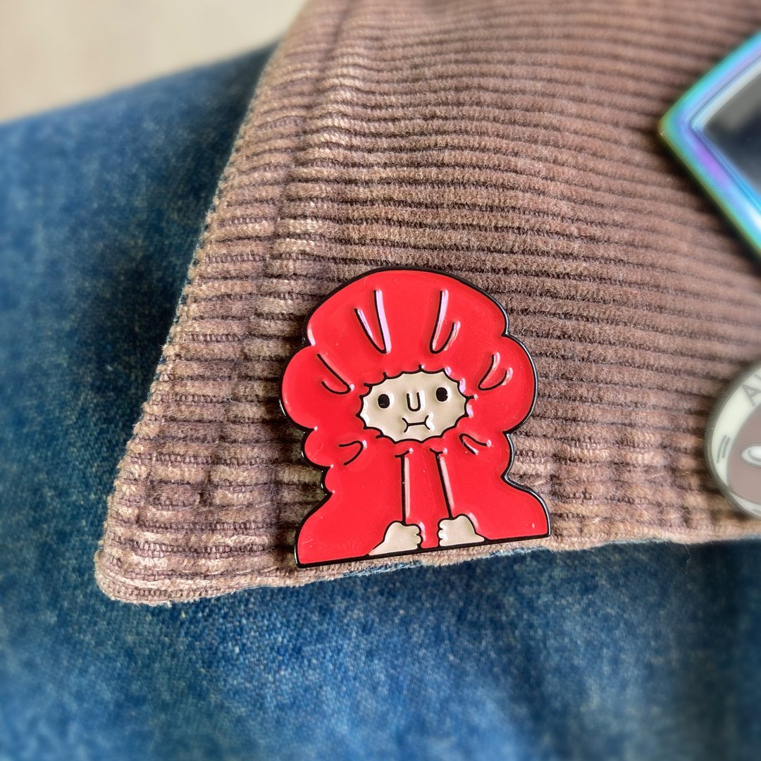pins of ooo - 感觉安全 珐琅别针 - 胸针 - 铜/黄铜 红色