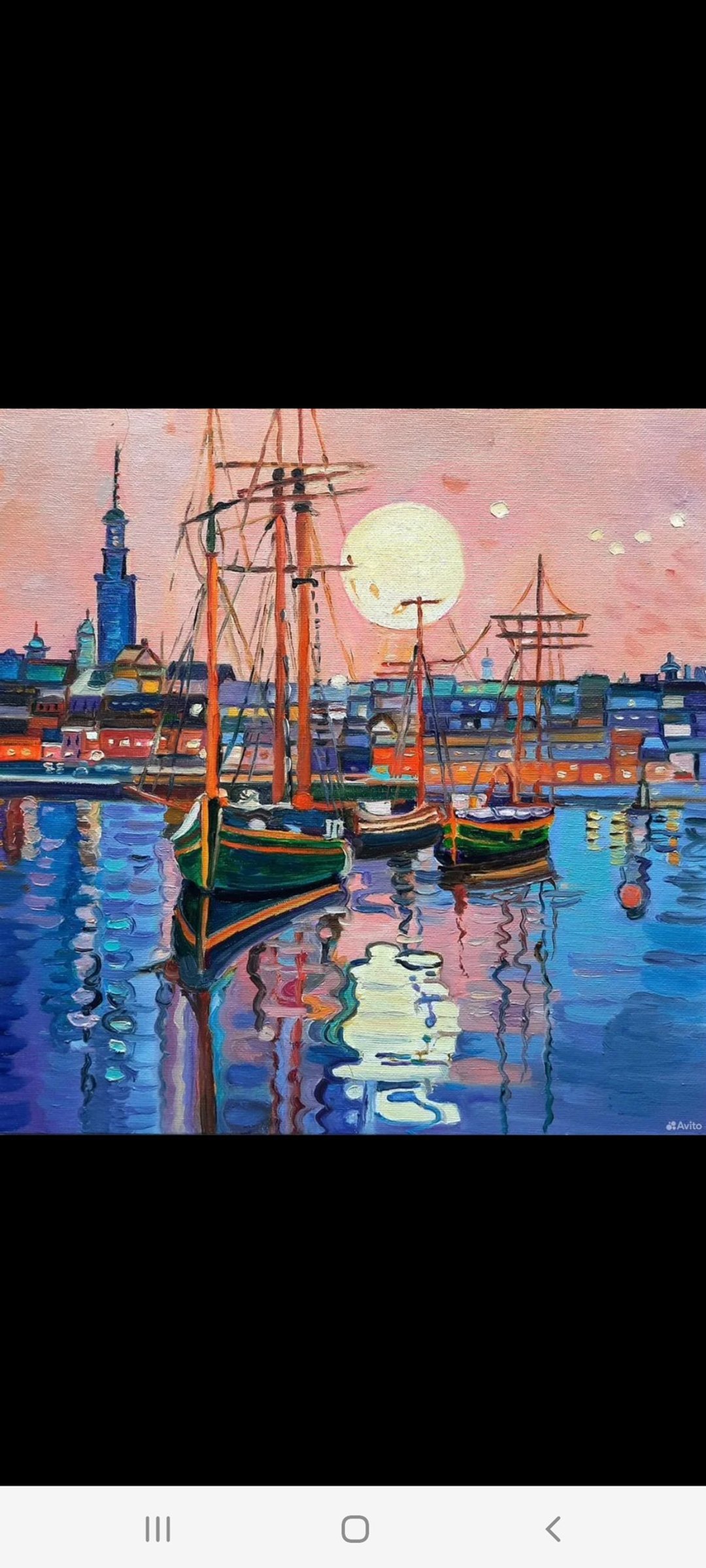 帆船绘画原创艺术油画布面油画 30x30 平方米 - 墙贴/壁贴 - 其他材质 蓝色