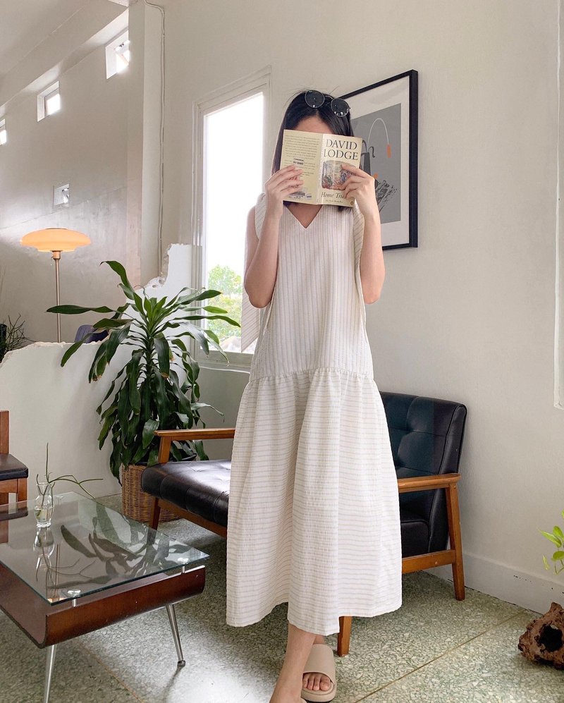 BIRUCHU PUDDING DRESS : Cream Color - 洋装/连衣裙 - 棉．麻 