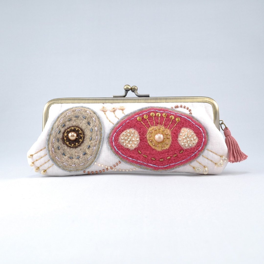 Eyeglass case / pen case mouth 5 - 化妆包/杂物包 - 羊毛 粉红色