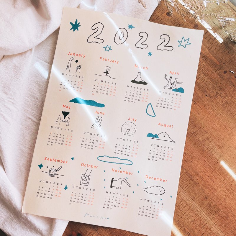 \手帐好朋友/ 2022 风和日丽 年历海报 - 年历/台历 - 纸 卡其色