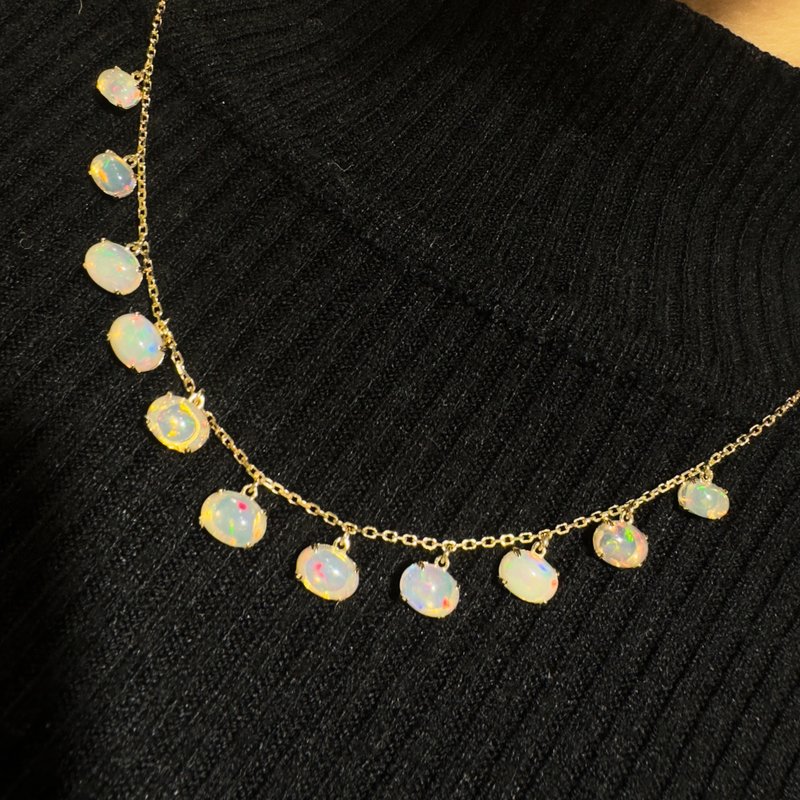 Beyond Tourmalines -  天然蛋白石(5.08ct) 18K黄金项链 - 项链 - 贵金属 