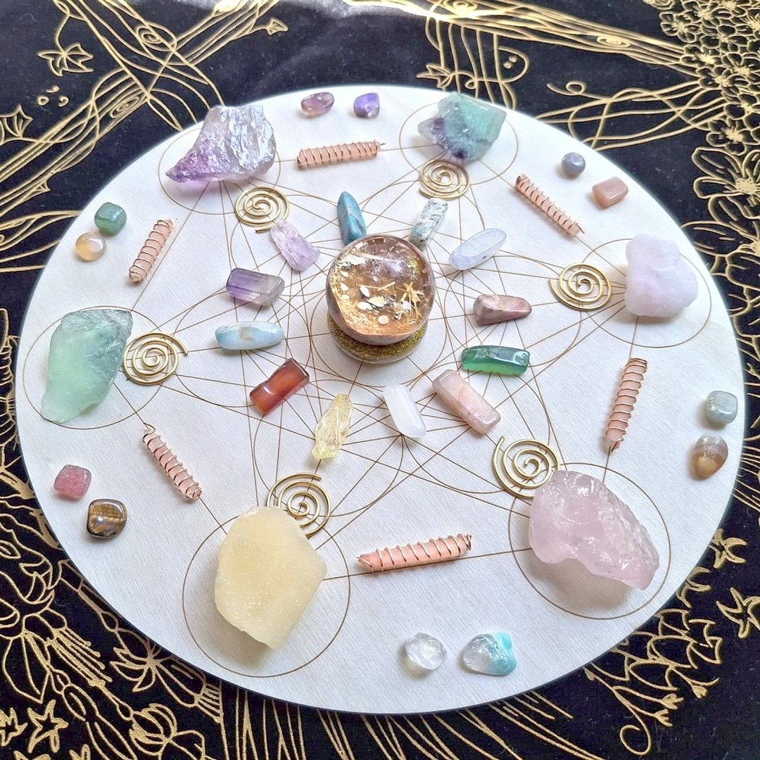 【DIY 材料包】脉轮能量净化水晶阵 - 水晶球与麦达昶 - 其他 - 水晶 多色