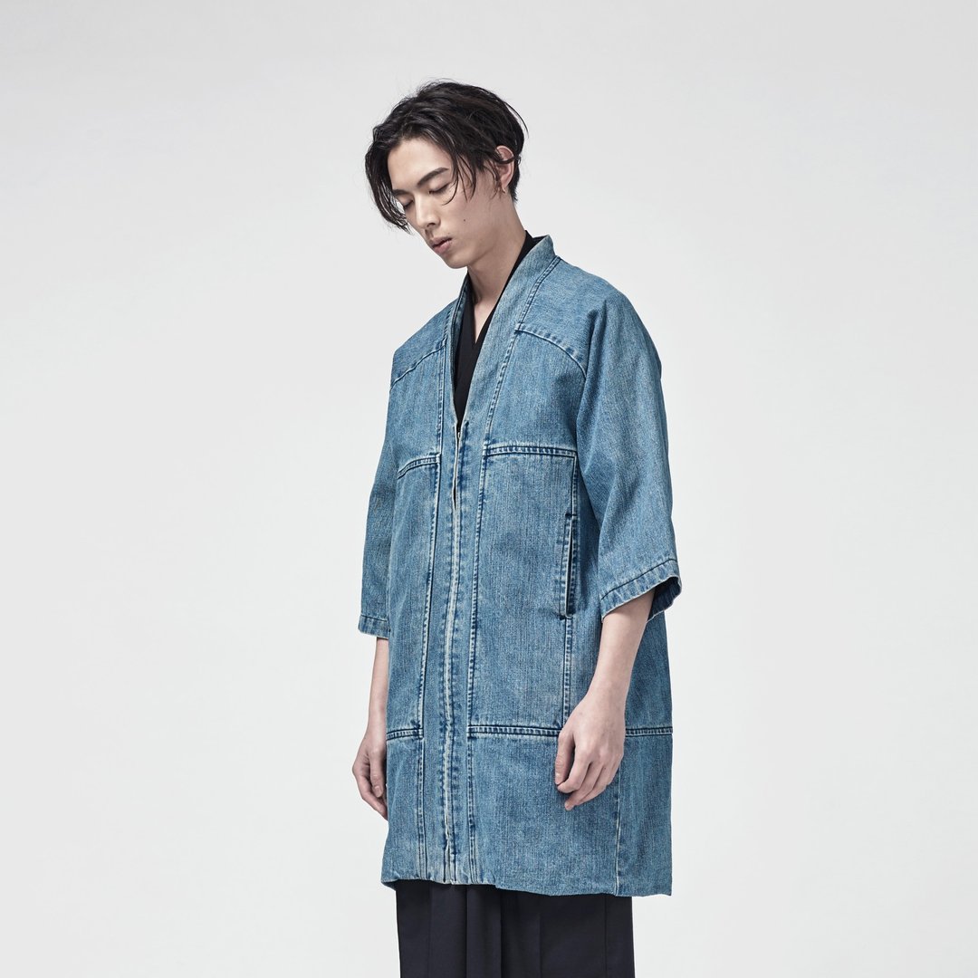 TRAN - V领牛仔外套 - 女装休闲/机能外套 - 纸 蓝色