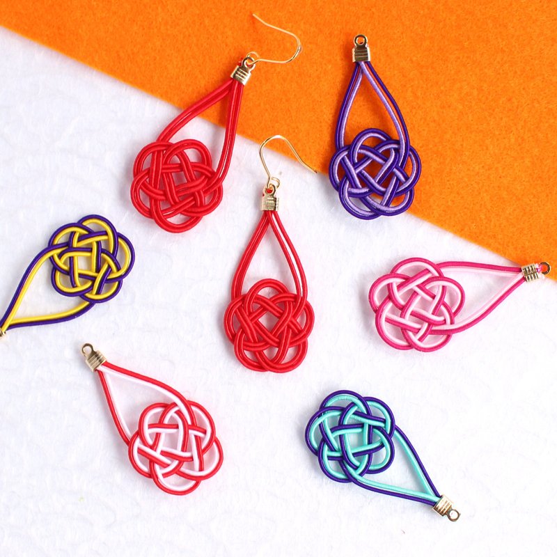 japanese style pierce earring / ear clip /mizuhiki / accessory / flower - 耳环/耳夹 - 丝．绢 多色