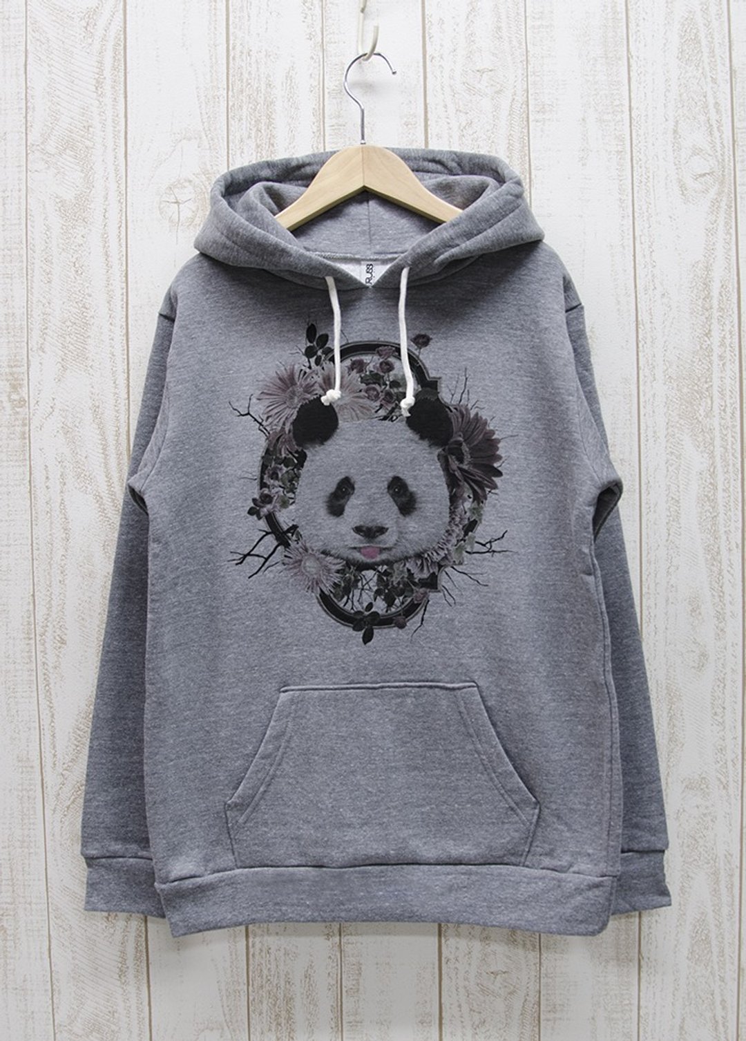 ronron PANDA 连帽衫 花框 浅灰色 / R025-P-GR - 中性连帽卫衣/T 恤 - 棉 灰色
