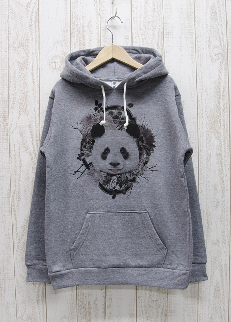 ronronPANDA パーカー　Flower Frame　ヘザーグレー / R025-P-GR - 中性连帽卫衣/T 恤 - 棉．麻 灰色