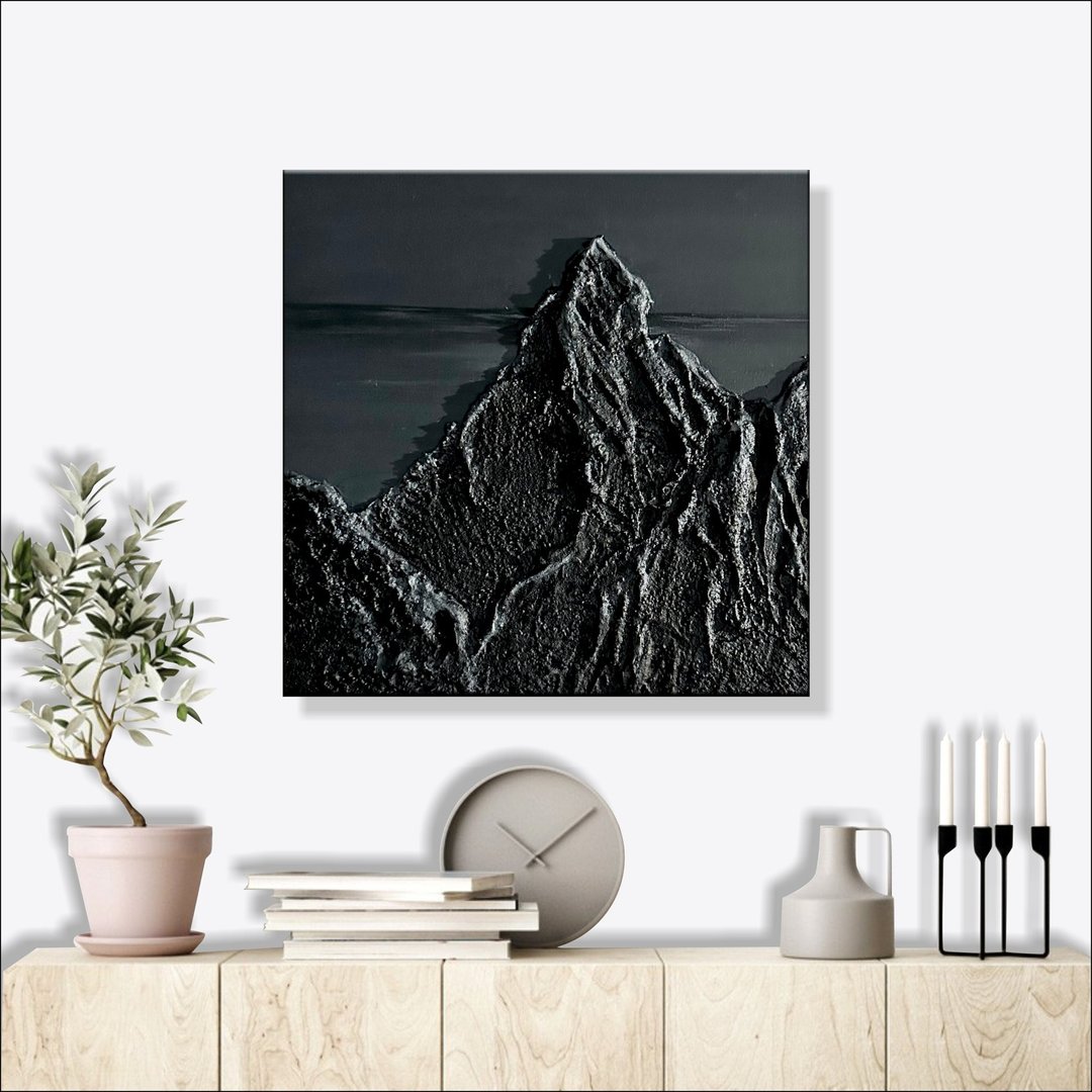 纹理抽象山风景高对比自然灵感绘画黑暗 - 墙贴/壁贴 - 压克力 黑色