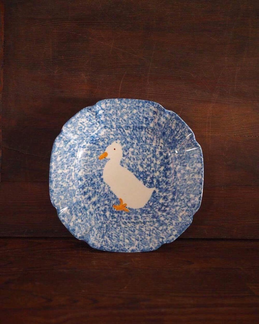 可爱小鸭手绘餐盘（小）（未使用过）（JS） - 浅碟/小碟子 - 瓷 蓝色