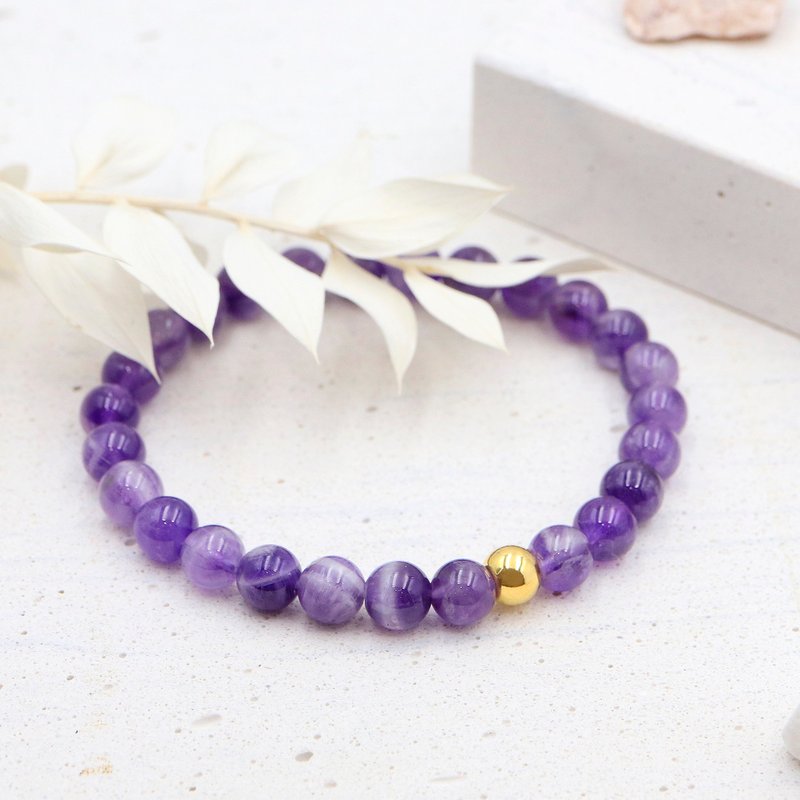 木村轻金饰 / 纯金金珠水晶手环 - 紫水晶 9999黄金 - 手链/手环 - 24k 金 紫色