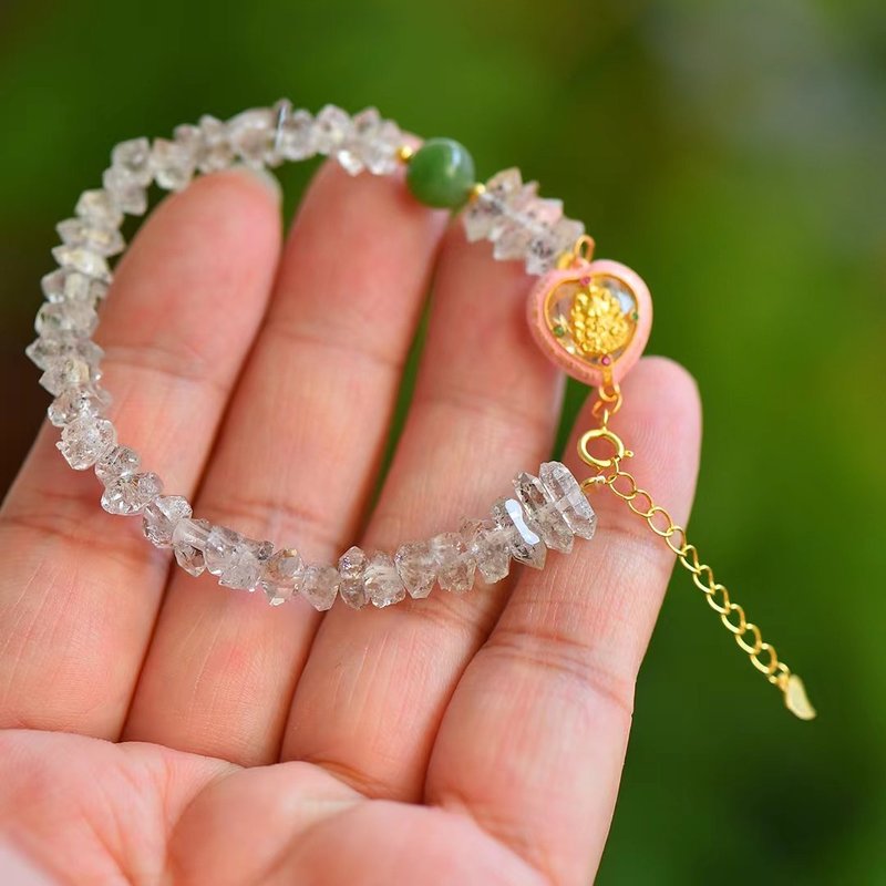 天然透灰黑武士闪灵钻手链烟茶调调的闪灵很美招财辟邪美容养颜 - 手链/手环 - 水晶 