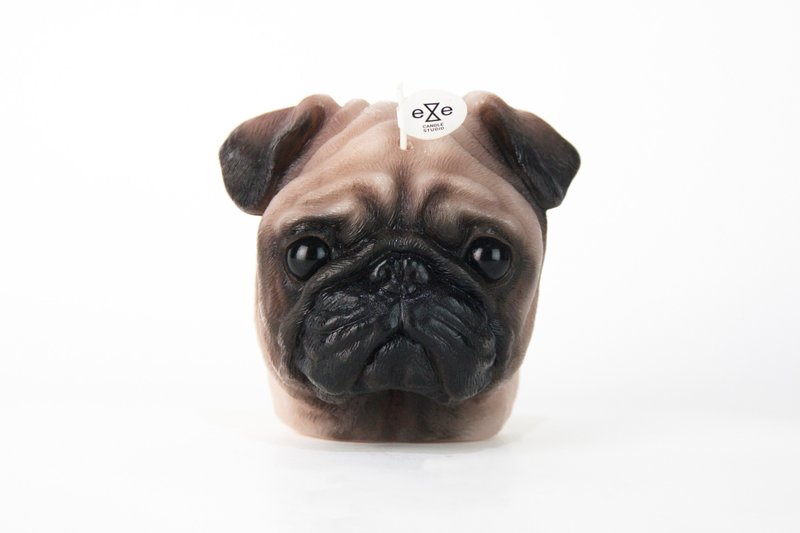 新版 彩绘巴哥犬 狗造型蜡烛 Painted Pug Dog Candle - 蜡烛/烛台 - 蜡 