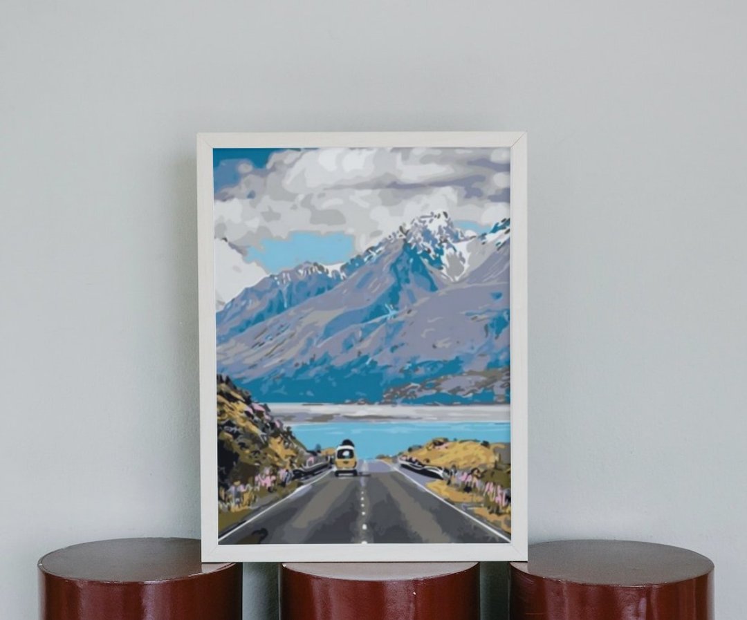 新西兰库克山 创意数字油画 【风景画】 - 插画/绘画/写字 - 其他材质 