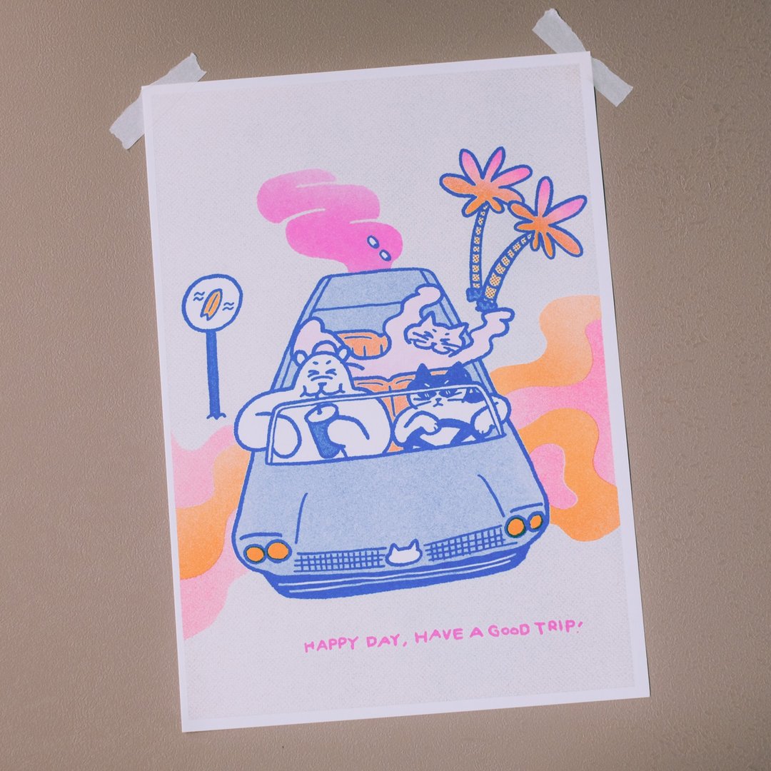 孤单小虫 系列A4海报-Happy Day, Have A Good Trip - 海报/装饰画/版画 - 纸 多色