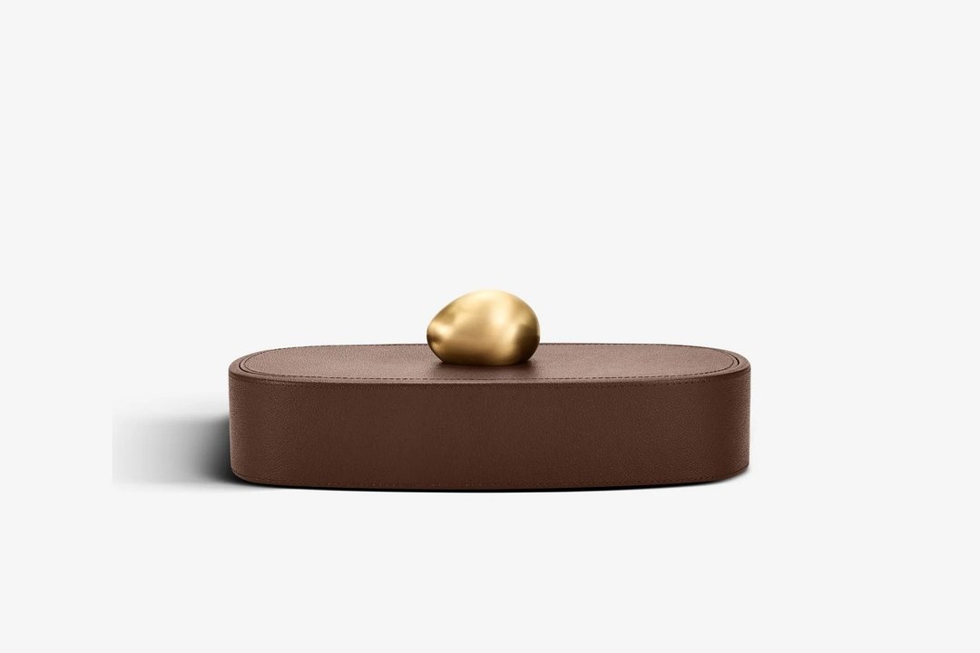 PEBBLE TRINKET  BOX - BROWN  PEBBLED LEATHER【ASSOULINE】 - 收纳用品 - 其他材质 