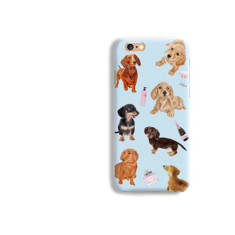 腊肠狗 犬磨砂手机壳硬壳保护套iphone XS 8 Plus Galaxy S9 note - 手机壳/手机套 - 塑料 白色