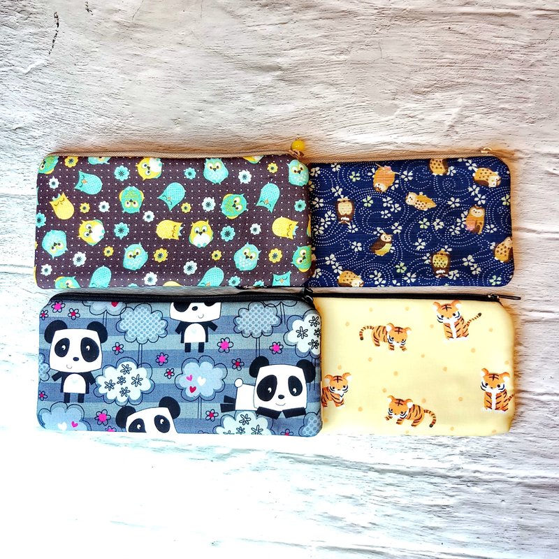 拉链收纳布包  笔袋  化妆袋  手拿包 (LSG-004) - 铅笔盒/笔袋 - 棉．麻 蓝色