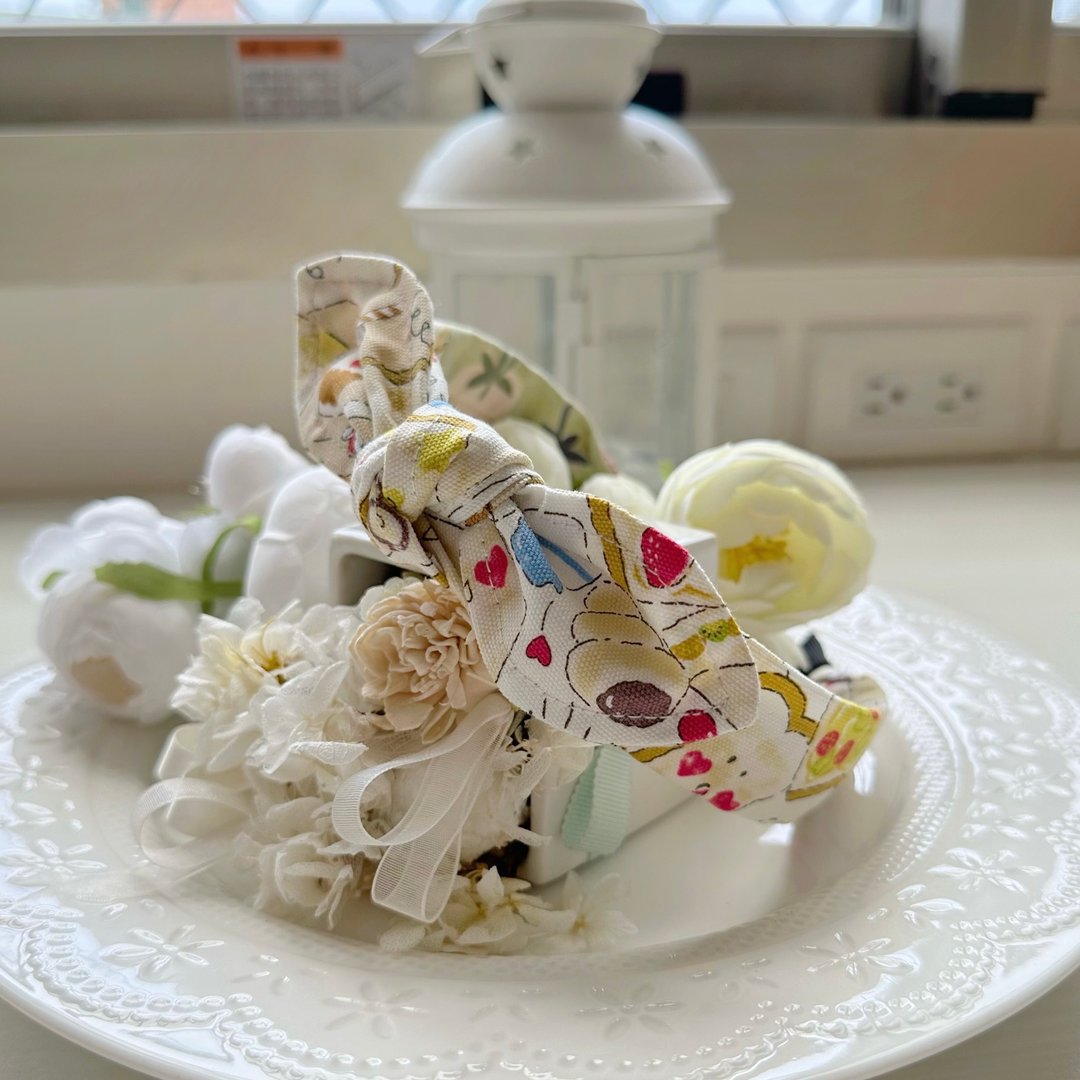 最后现货-拼布绑结蝴蝶结发箍头箍发饰-窄版-绿色底草莓 - 发带/发箍 - 棉 咖啡色