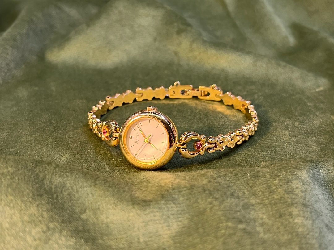 中古 Jupiter watch 石英粉红色玫瑰水钻手链表 - 女表 - 其他金属 金色