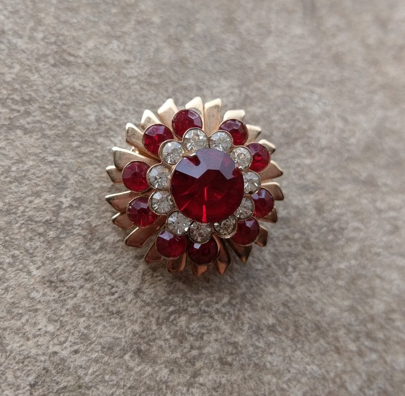 1960年代古董莱茵石胸针 - 胸针 - 其他金属 