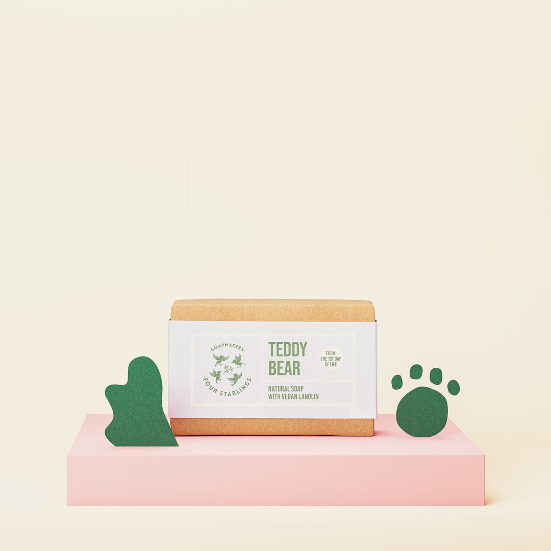 天然沐浴洗脸皂 - 纯素羊毛脂泰迪熊 - 沐浴用品 - 精油 金色