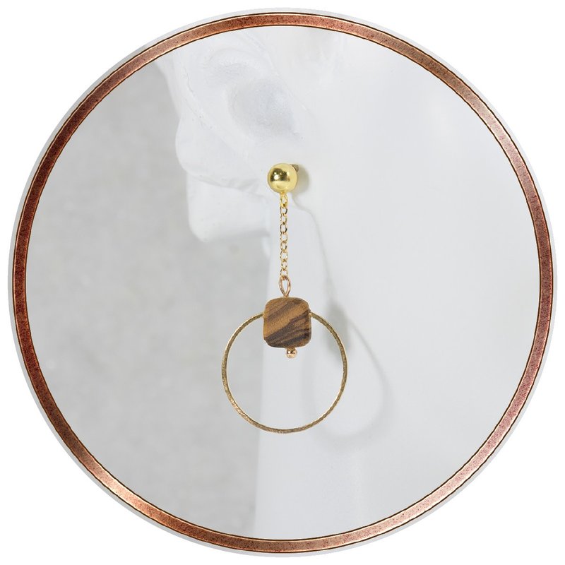 映悦问云橄榄木耳环-925纯银 - 耳环/耳夹 - 纯银 金色