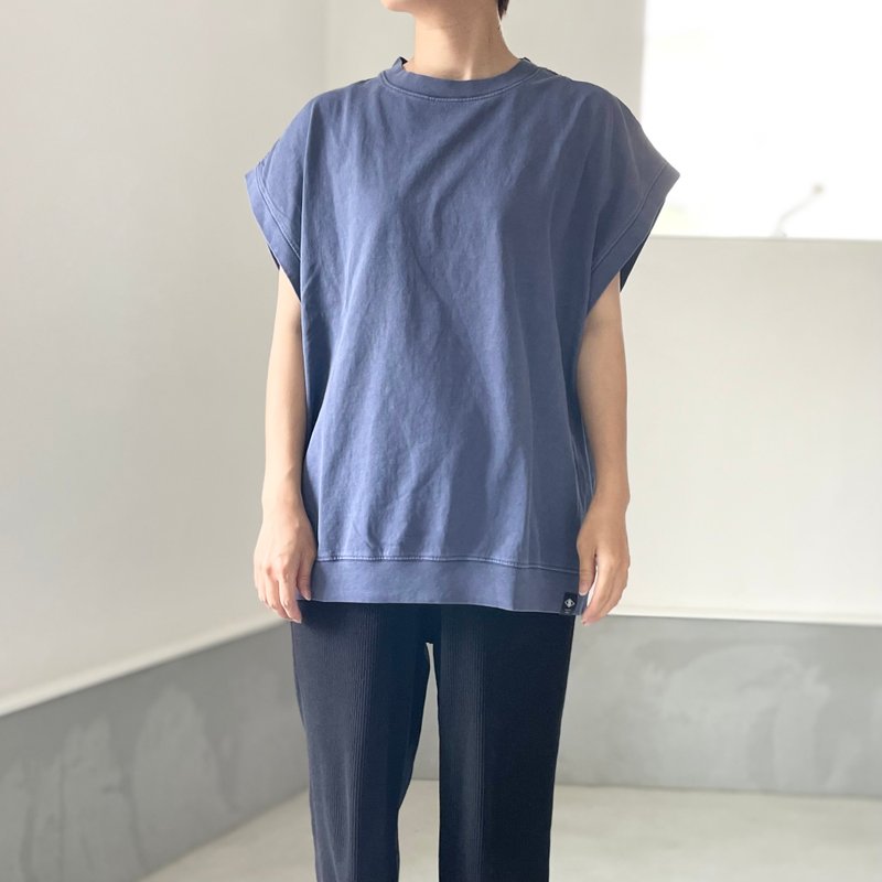 [男女通用] 彩色大轮廓削肩T恤 [蓝] - 女装 T 恤 - 棉．麻 蓝色