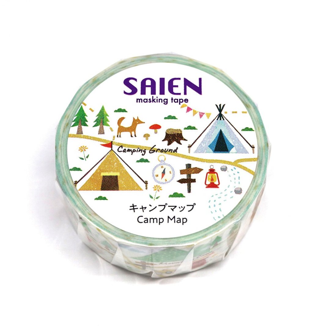 【日本 SAIEN】20mm 和纸胶带-Camp map 露营地图 - 纸胶带 - 纸 