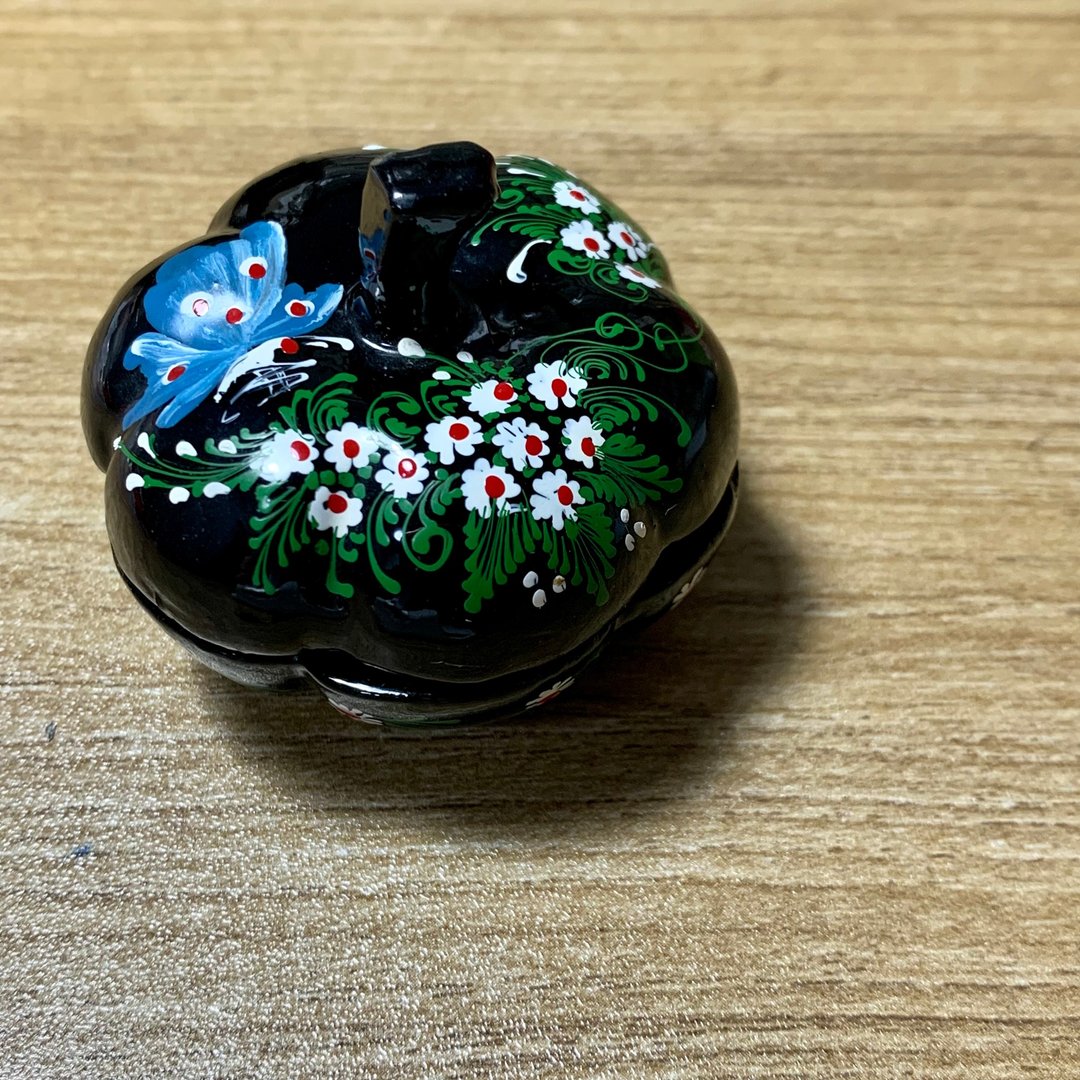 Vintage 花型木胎手工彩绘饰品盒 - 其他 - 木头 